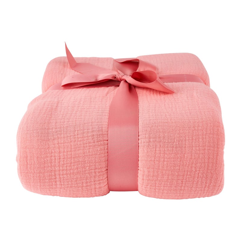 Plaid met voering - roze - 128x170 cm