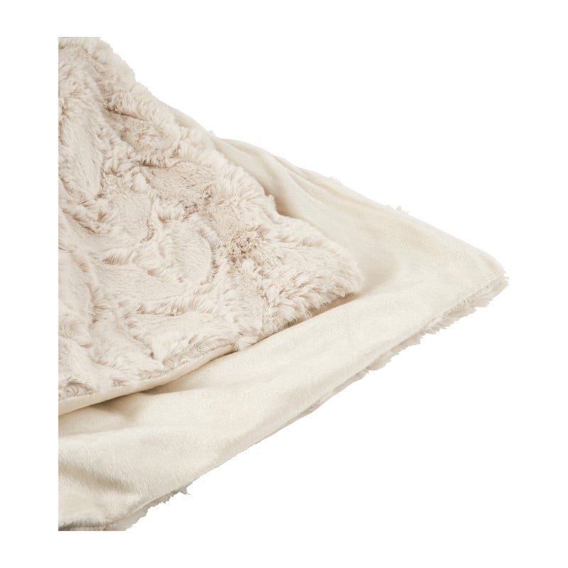 Plaid bont met dessin - beige - 130x170 cm 