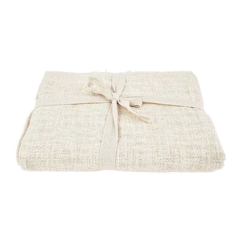 Plaid met franjes - naturel/goud - 120x160 cm 