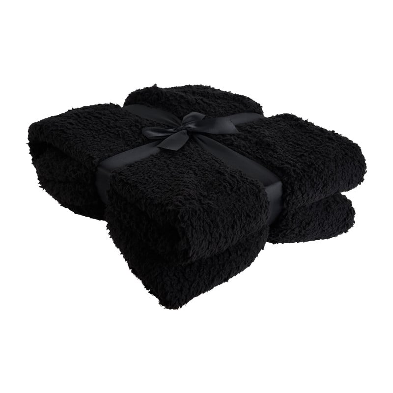 Plaid sherpa - zwart - 130x170 cm