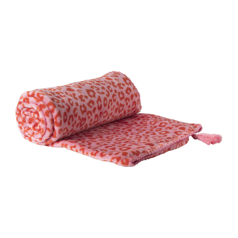 Plaid luipaard - roze/rood - 130x170 cm