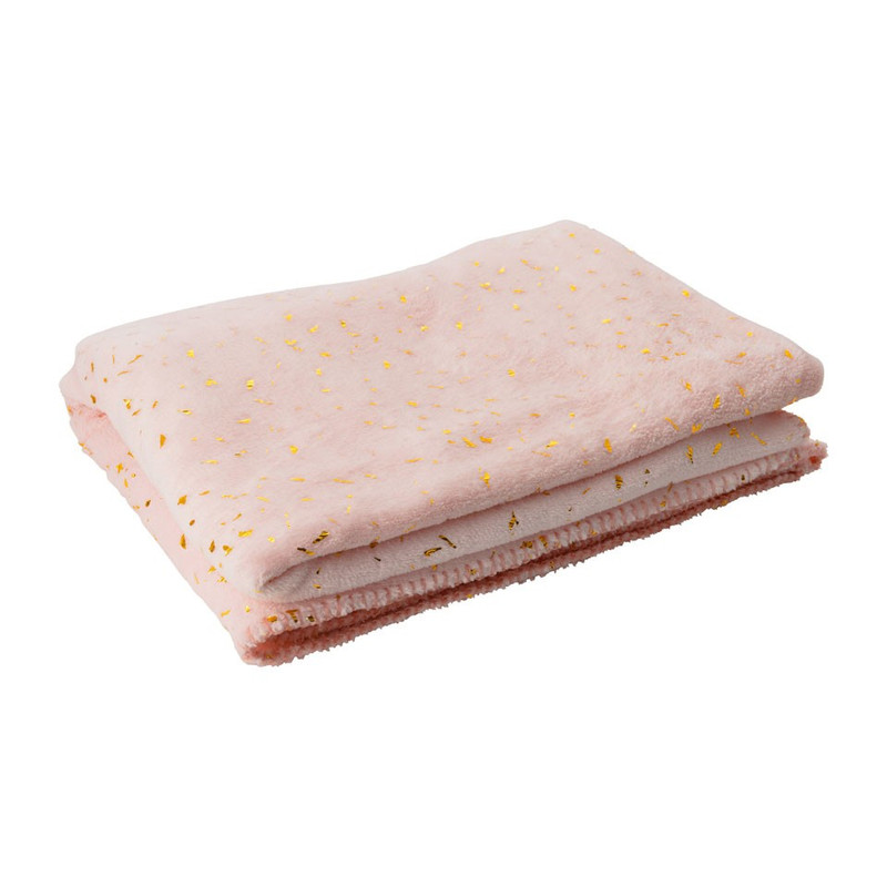 Plaid soft - roze/goudkleurig - 130x170