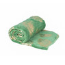 Zacht plaid met bladdessin - groen met blad goud - 130x170 cm
