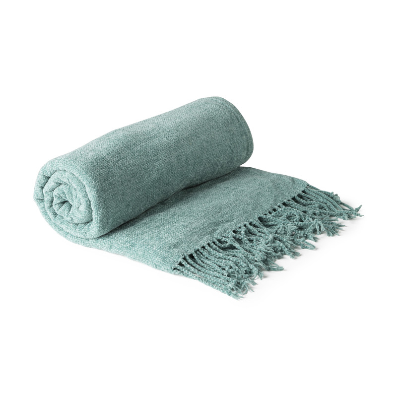 Plaid chenille - blauw - 130x170 cm 