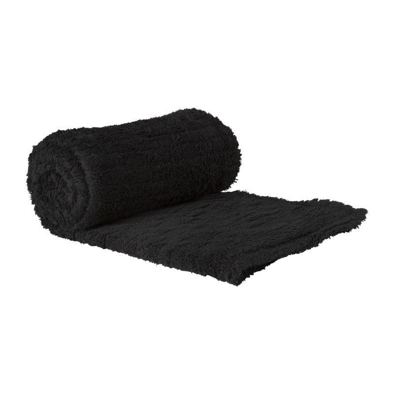 Plaid grove rib - zwart - 125x150 cm