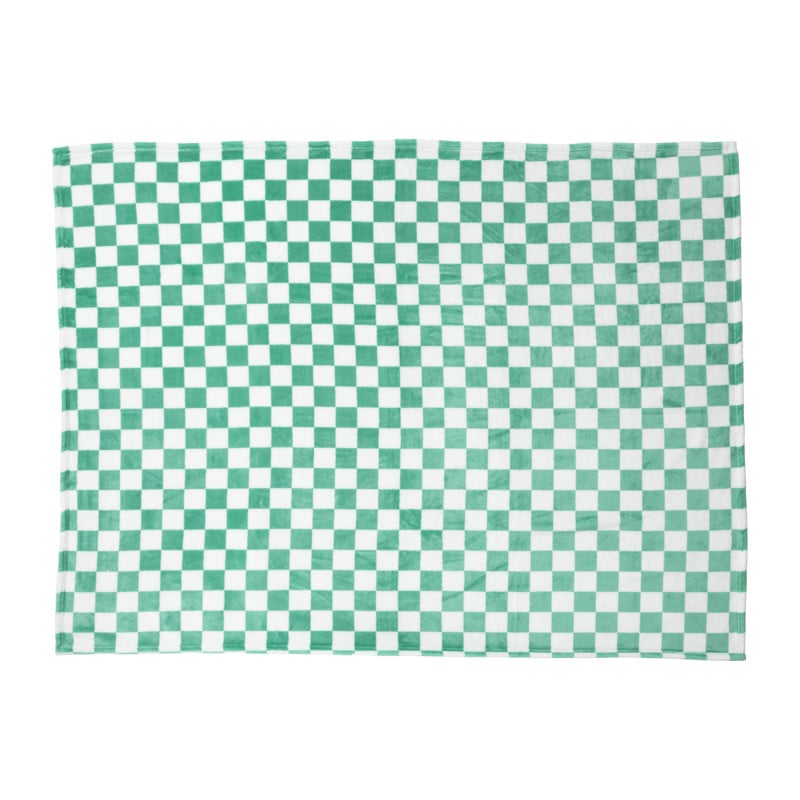 Plaid geblokt - groen/wit - 130x170 cm