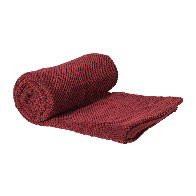 Plaid blokjes - bordeaux - 130x160 cm