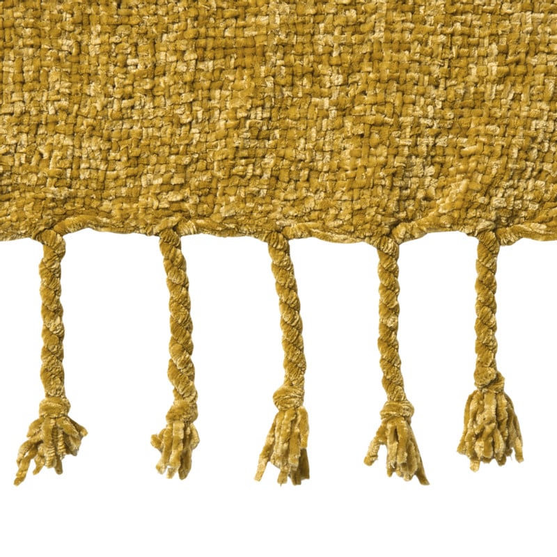 Plaid chenille met kwastjes Mieke - geel - 170x130 cm