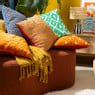 Plaid chenille met kwastjes Mieke - geel - 170x130 cm