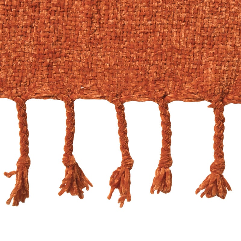 Plaid chenille met kwastjes Marianne - oranje - 170x130 cm
