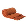 Plaid chenille met kwastjes Marianne - oranje - 170x130 cm