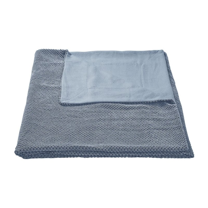 Plaid blokje - soft blauw - 130x160 cm