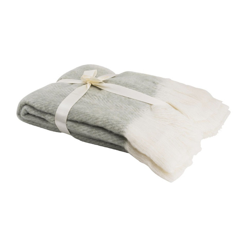 Plaid visgraat - grijs/wit - 130x160 cm 