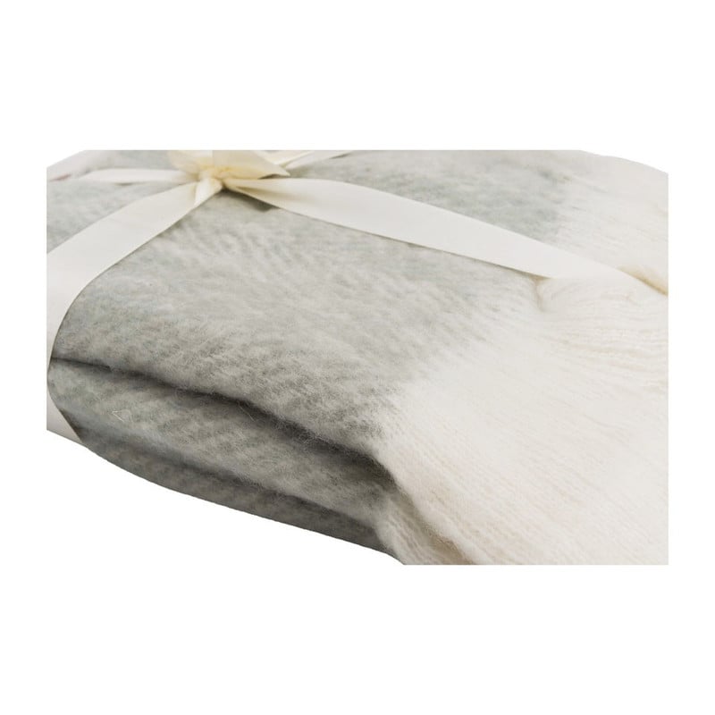 Plaid visgraat - grijs/wit - 130x160 cm 