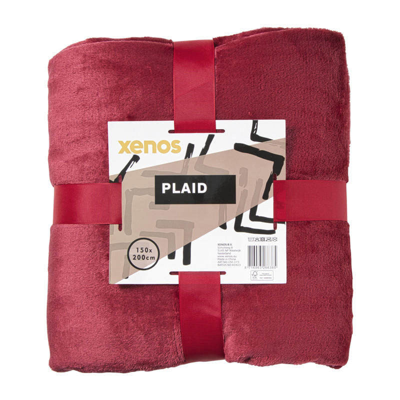 Fleece deken - bordeauxrood - 200x150 cm