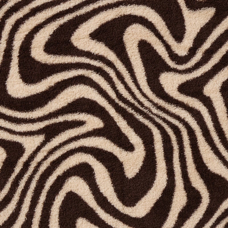 Plaid swirl - wit/bruin - 130x170 cm