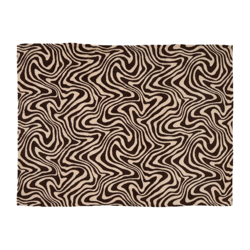 Plaid swirl - wit/bruin - 130x170 cm