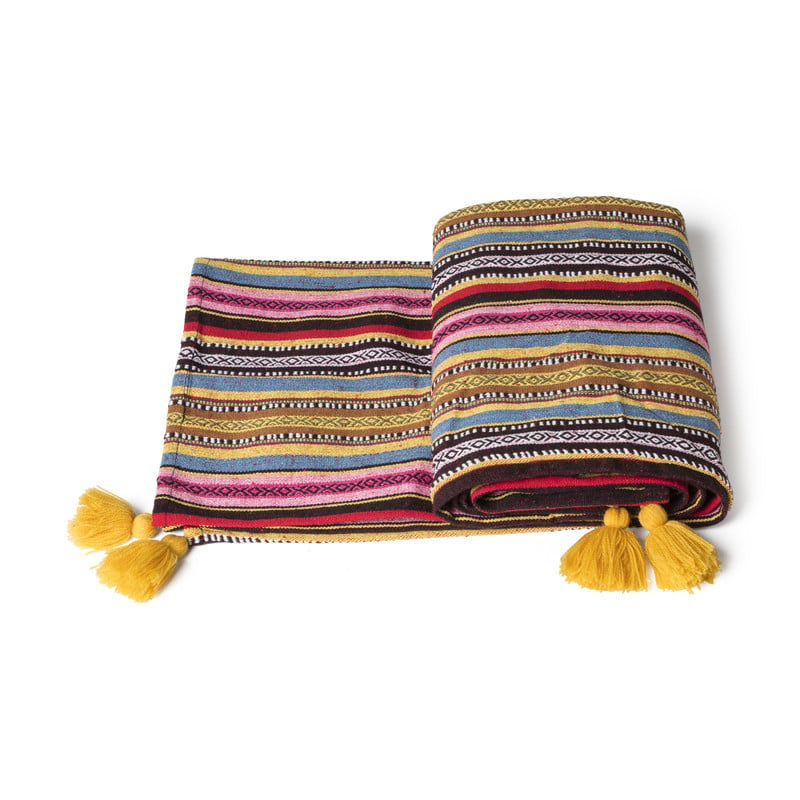 Plaid Mexican tassel - multikleur - 130x160 cm