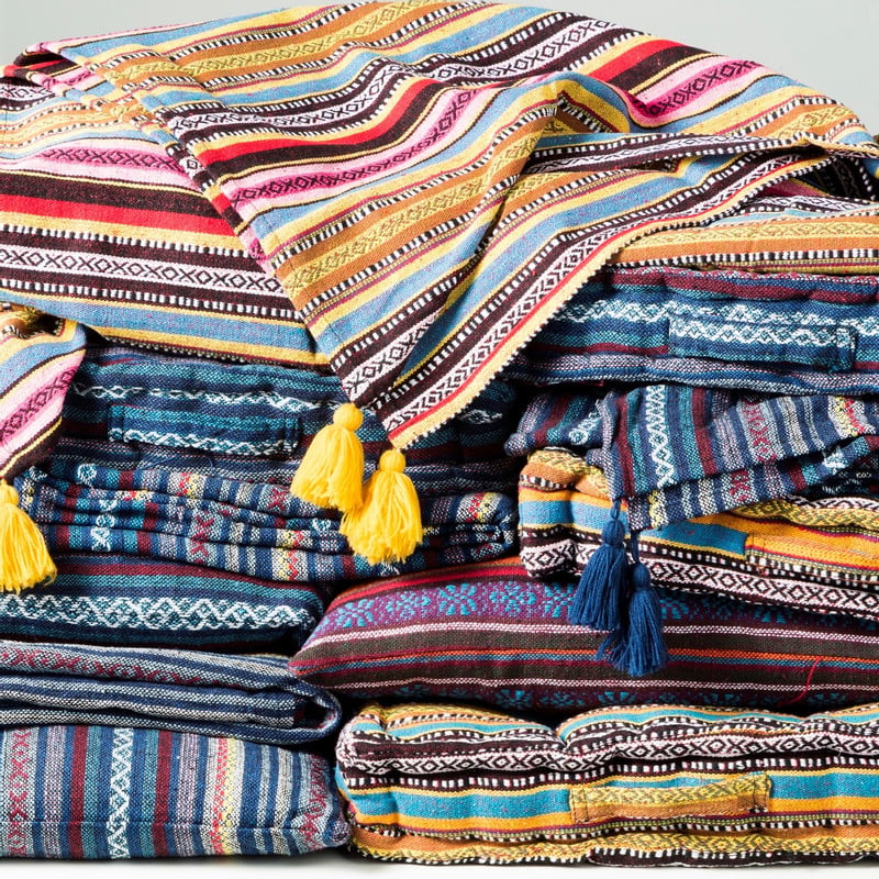 Plaid Mexican tassel - multikleur - 130x160 cm