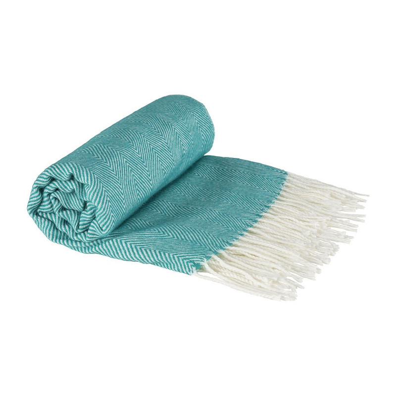 Plaid visgraat - turquoise - 130x160 cm