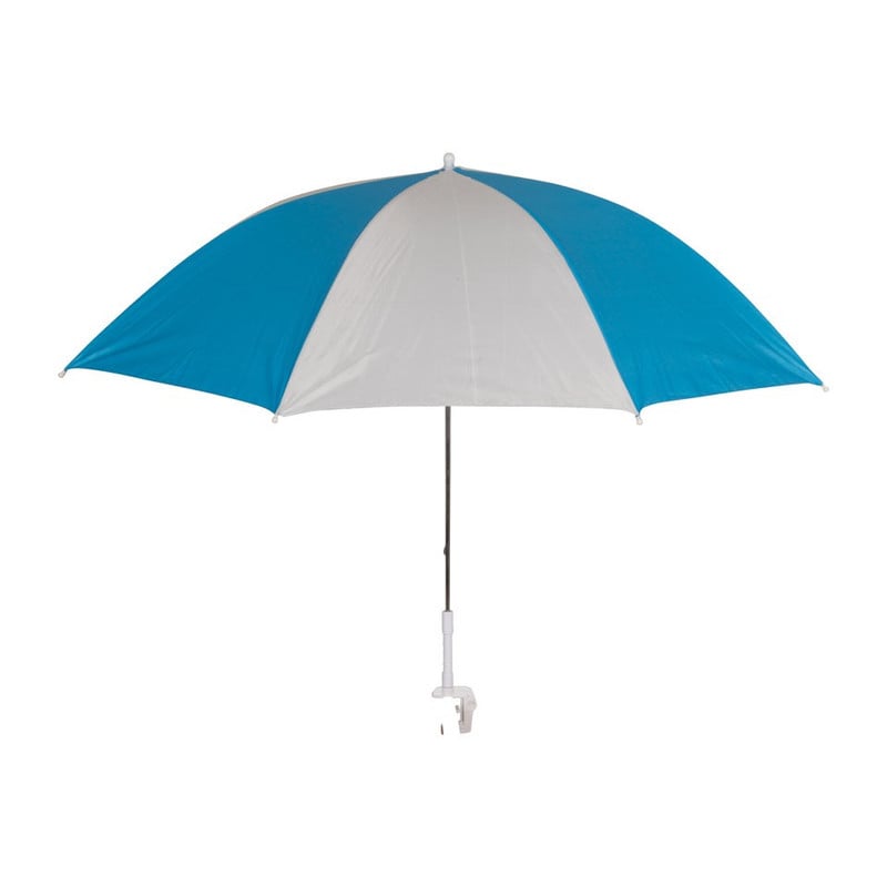 Parasol + klem - 95x85 cm - blauw/zilver