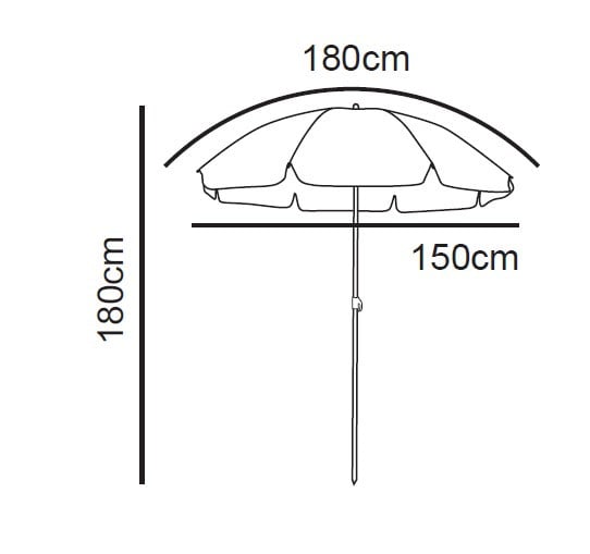 Strandparasol Tess - blauw - ø150x180 cm