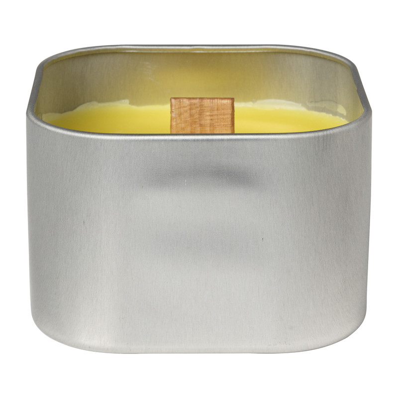 Citronella kaars camping life - vierkant blik - 7.5x7x5 cm