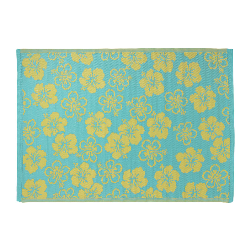 Buitenkleed hibiscus - groen/blauw - 160x230 cm