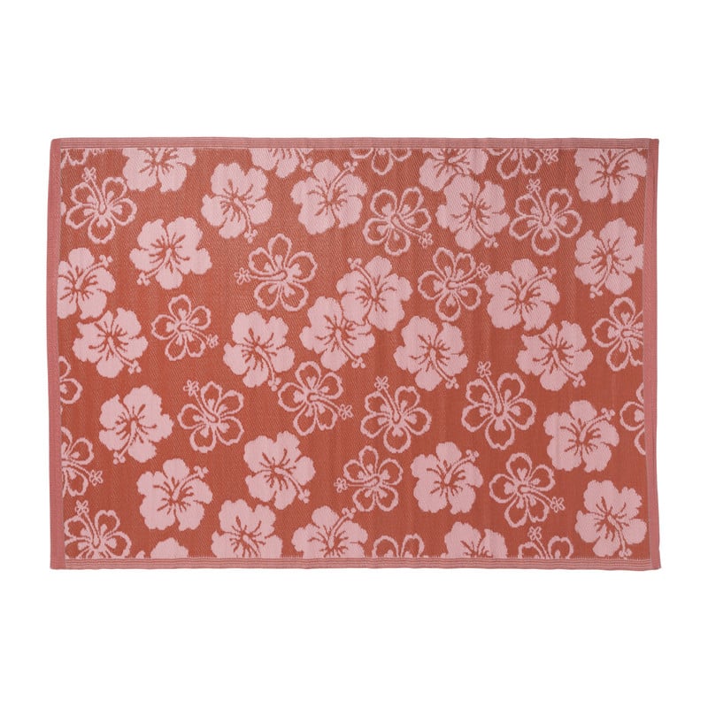 Buitenkleed hibiscus - roze/rood - 160x230 cm