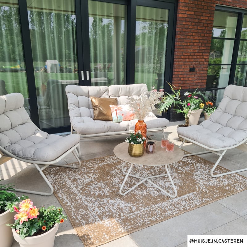 Luxe buitenkleed barok - beige - 150x200 cm