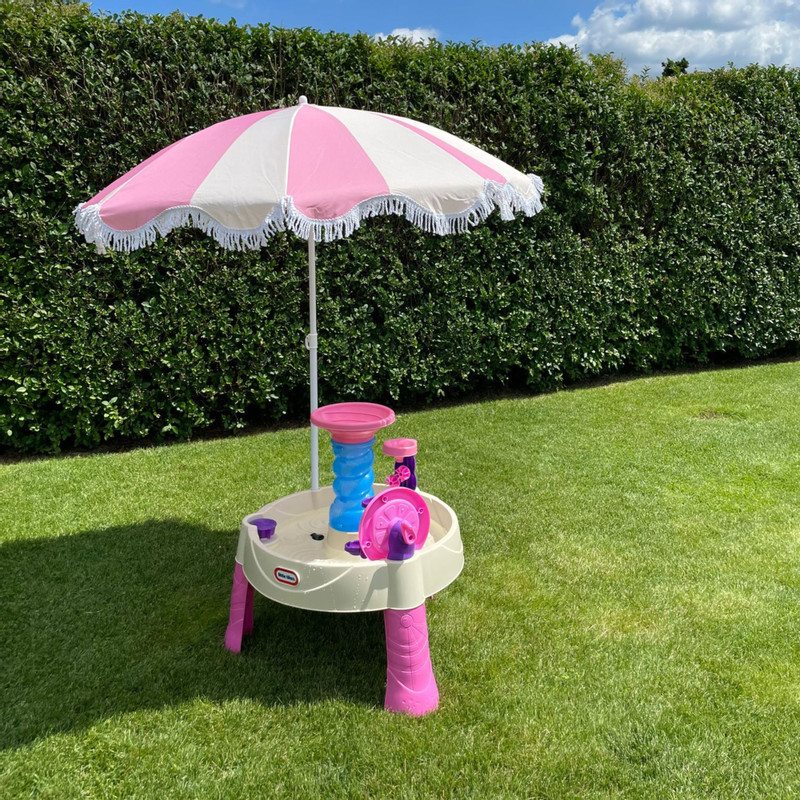 Parasol gestreept - roze/beige - ø160x180 cm