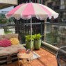 Parasol gestreept - roze/beige - ø160x180 cm
