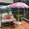 Parasol gestreept - roze/beige - ø160x180 cm