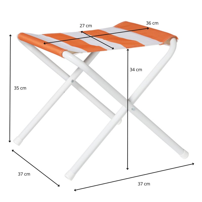 Strandstoeltje opvouwbaar - oranje/wit - 35x37x37 cm