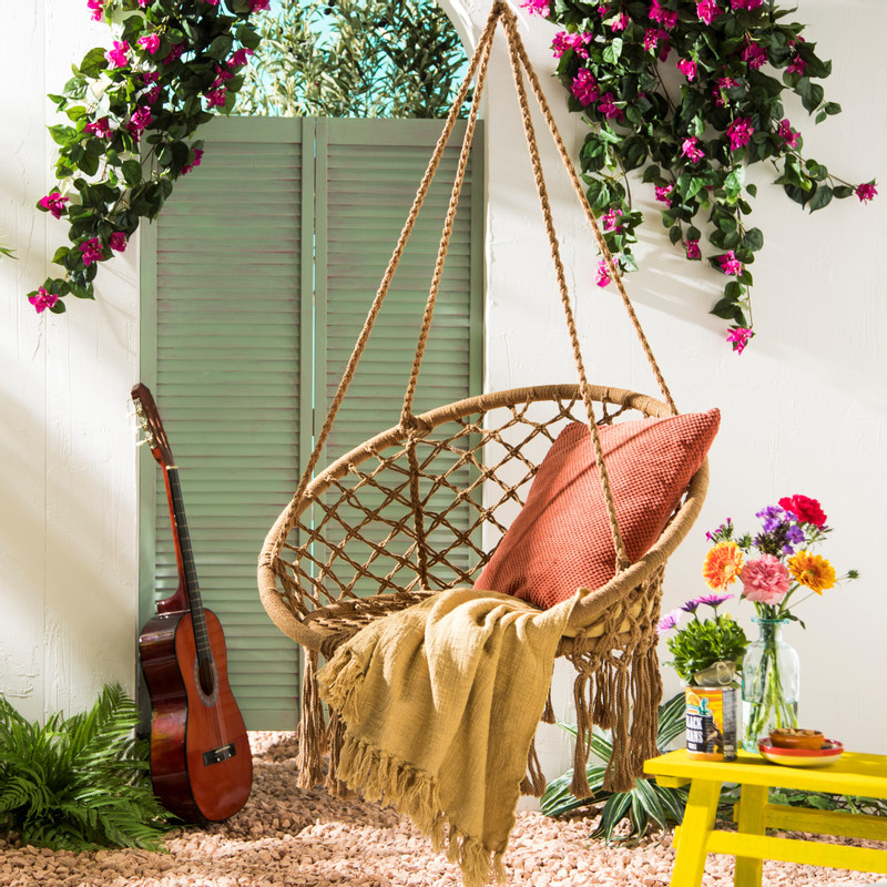 Hangstoel knoet - bruin - ⌀80x100 cm 