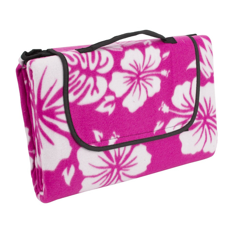 Strand/picknickplaid flowers - roze