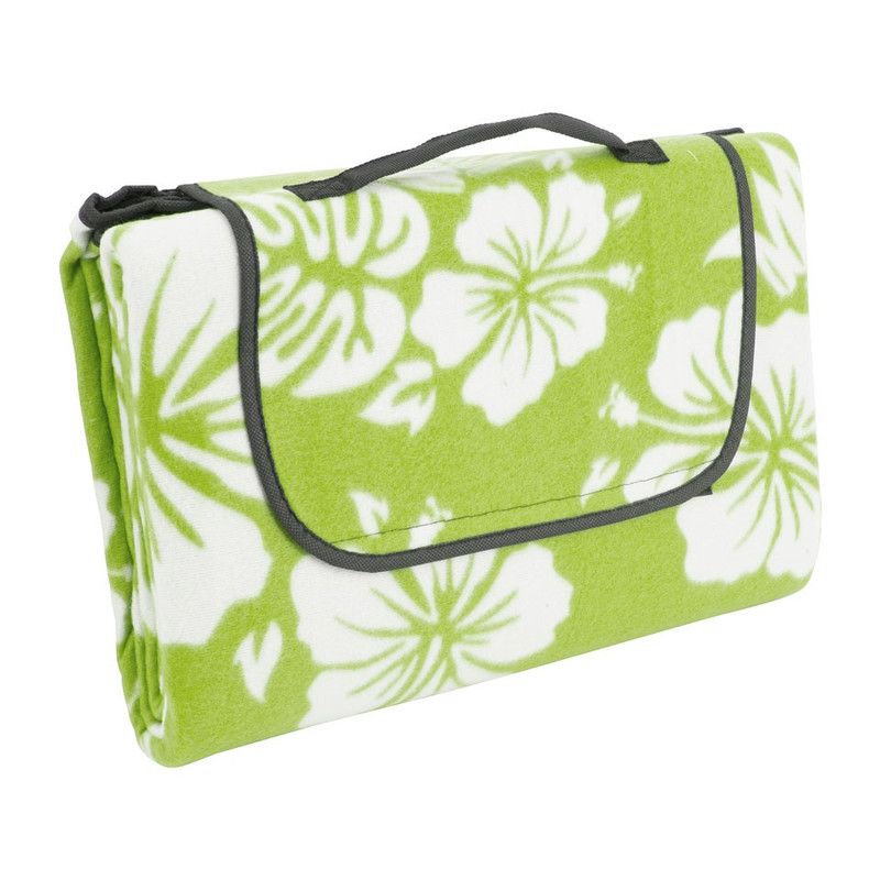 Strand/picknickplaid flowers - groen