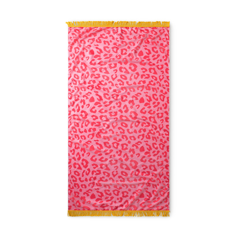 Strandlaken luipaard print - roze - 180x100 cm 