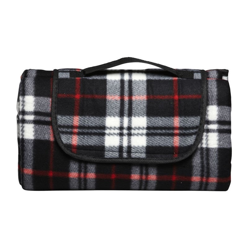 Strand/picknick plaid geruit - zwart
