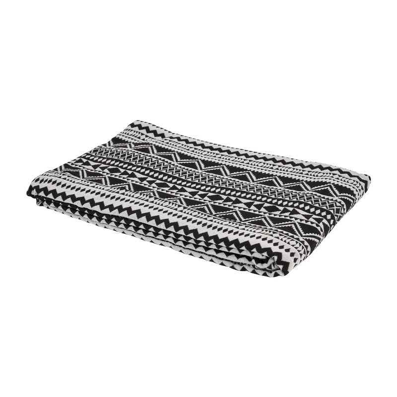 Picknickplaid aztec - zwart - 140x140 cm 