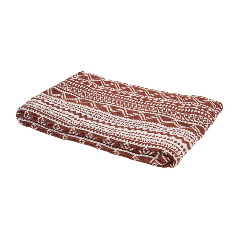 Picknickplaid aztec - roestbruin - 140x140 cm 