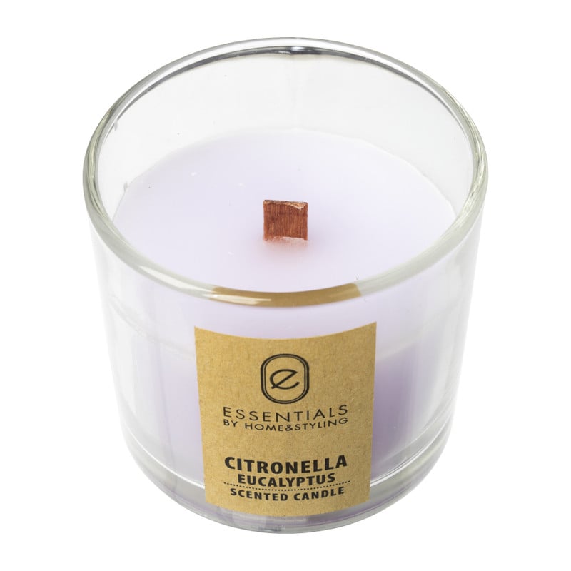 Citronella kaars in glas - diverse varianten - ø8x7.5 cm