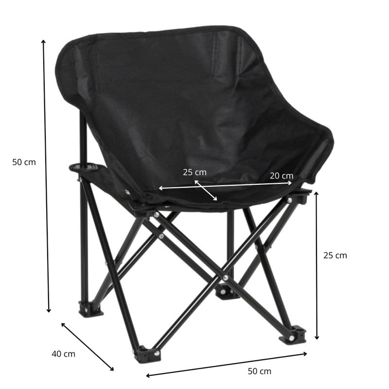Kids campingstoel compact - zwart - 50x50x40 cm