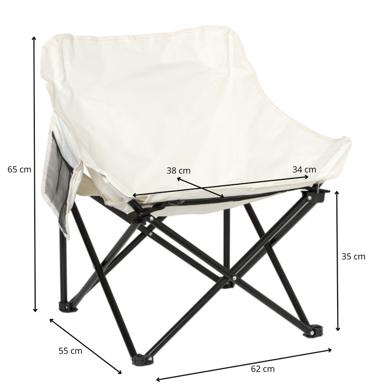 Campingstoel compact - wit - 65x62x55 cm