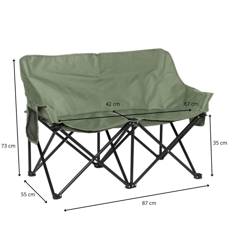 Campingbank compact - 2 zits - groen