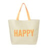 Strandtas Happy - beige/oranje - 53x15x38 cm