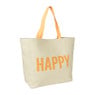 Strandtas Happy - beige/oranje - 53x15x38 cm