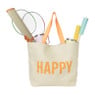 Strandtas Happy - beige/oranje - 53x15x38 cm