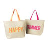 Strandtas Happy - beige/oranje - 53x15x38 cm
