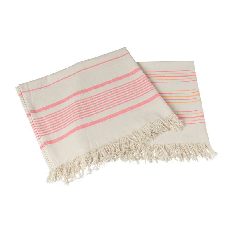 Hamamdoek Ilona - beige/oranje/roze - 90x150 cm